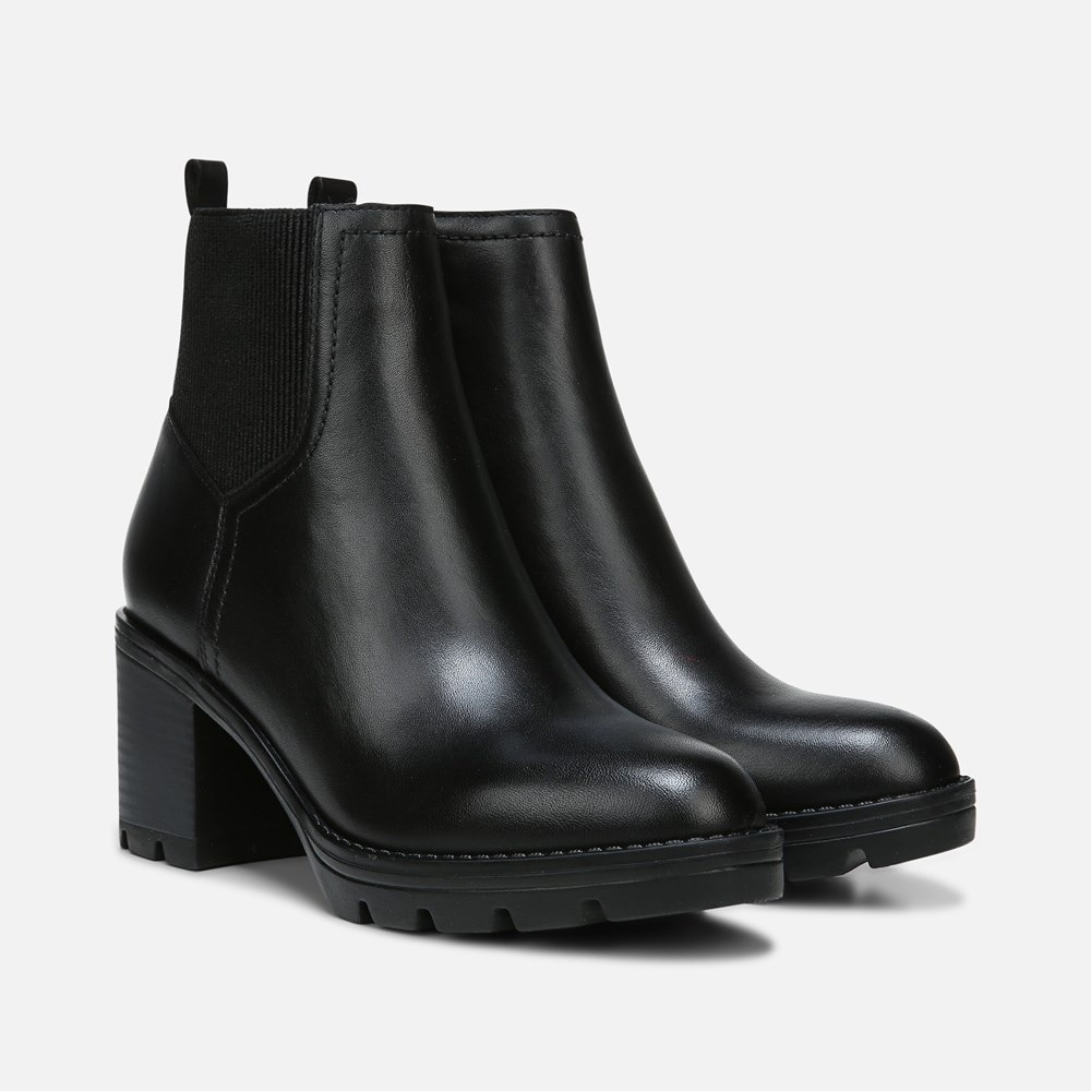 Naturalizer black leather waterproof Verney lug chelsea boots nib 11w